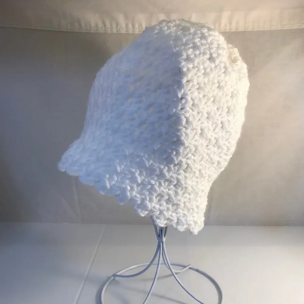 NWT Crochet Boho Cottage Winter White Neon Striped Scarf 60” & White Beanie Set
